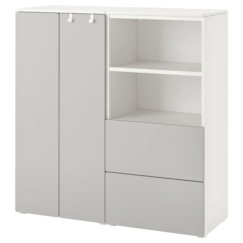 SMÅSTAD / PLATSA Combinaison de rangement - blanc/gris 120x42x123 cm