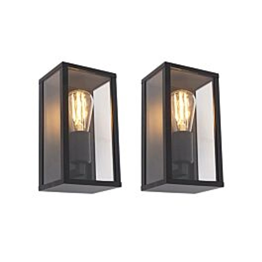 Set of 2 Industrial wall lamps black 26 cm IP44 - Charlois