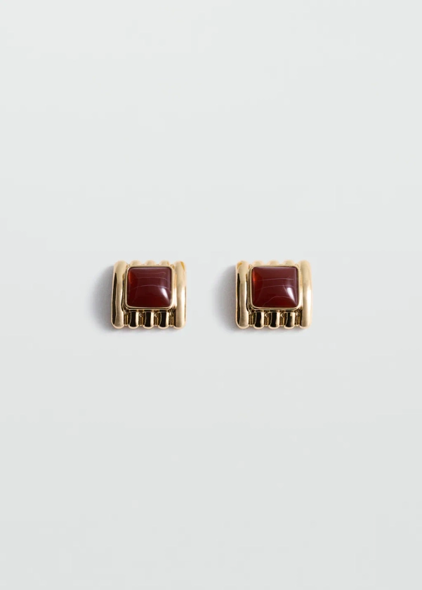 Square bead earrings - Women | MANGO United Kingdom