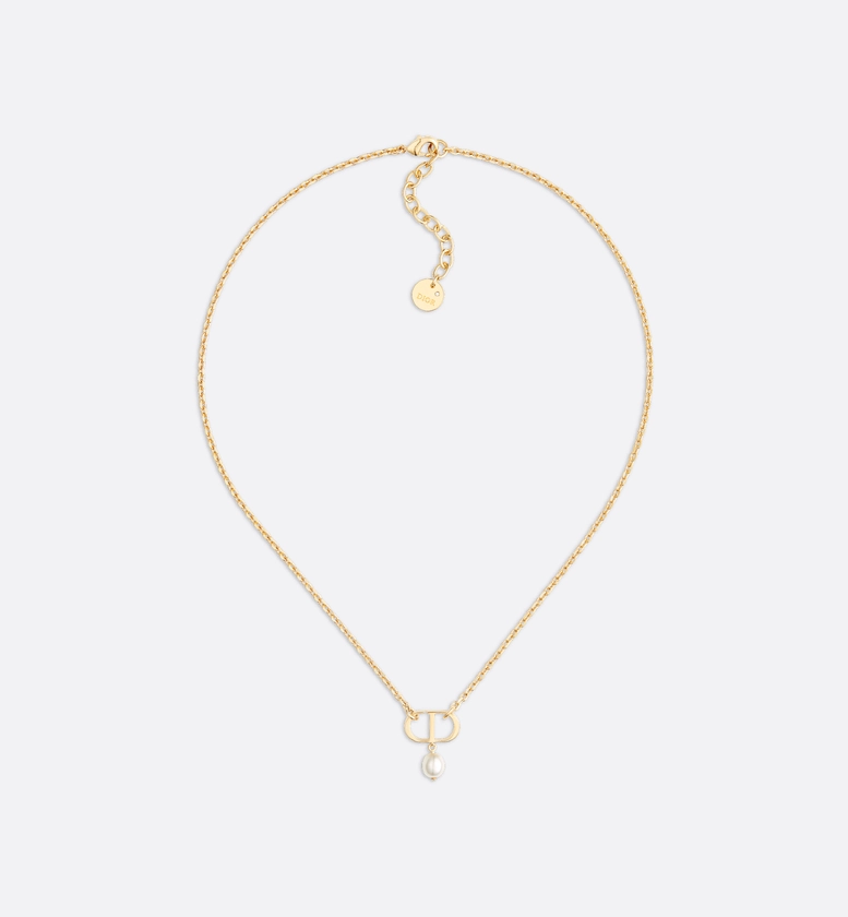 Petit CD Necklace Gold-Finish Metal with a White Resin Pearl | DIOR