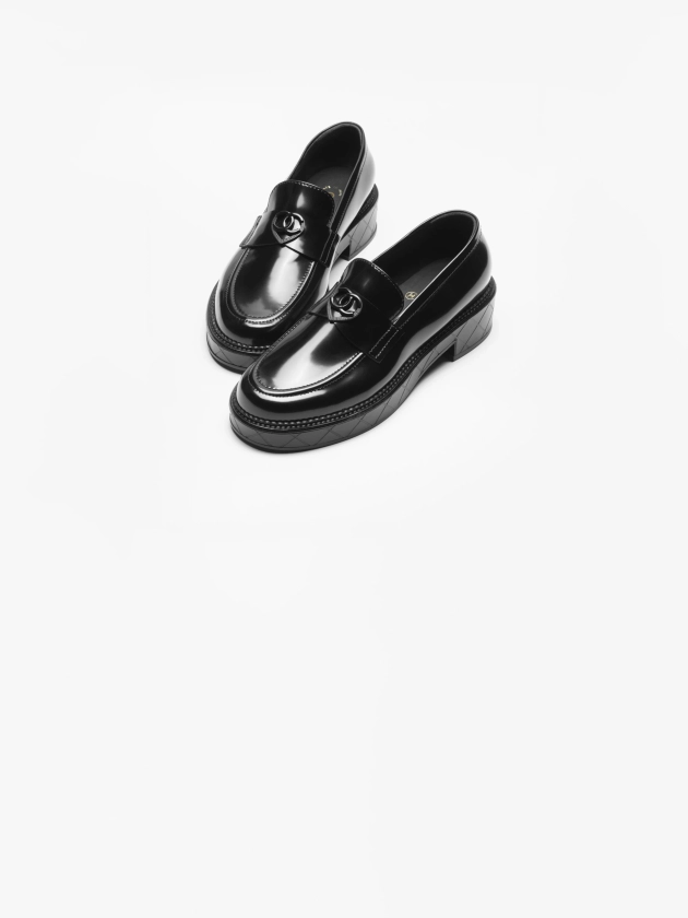 Moccasins - Shiny calfskin, black — Fashion | CHANEL