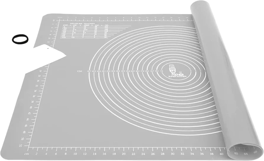 Extra Large and Thick Non-Stick Silicone Baking Pastry Mat with Dough Scraper, Non-Slip Fondant Rolling Mat Kneading Board Mat, BPA Free, Epoxy Resin Crafts Jewelry Casting Mould Mat (71x51cm, Grey)