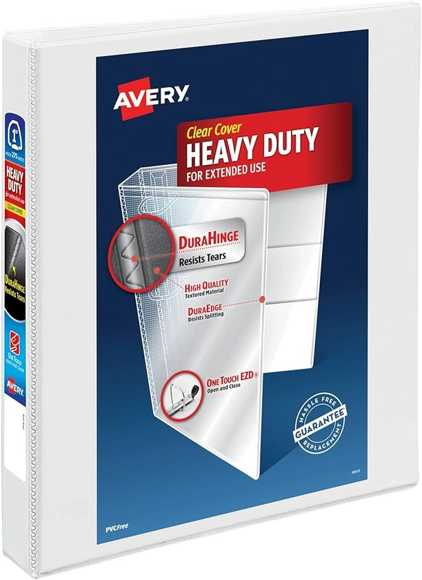 Amazon.com : Avery Heavy-Duty View 3 Ring Binder, 1" One Touch EZD Rings, 1 White Binder (79199) : Office Products