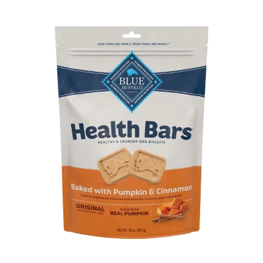 Blue Buffalo Health Bars Pumpkin and Cinnamon Flavor Natural Crunchy Dog Treat Biscuits - 16oz