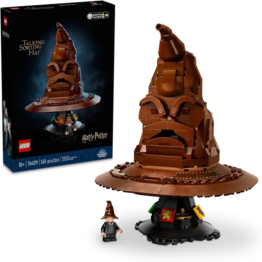 LEGO Harry Potter Talking Sorting Hat, Harry Potter Hogwarts Hat with 31 Randomized Sounds, Movie Themed Build and Display Model for Adults, Fun Harry Potter Gift Idea for a Mom, Dad or Any Fan, 76429