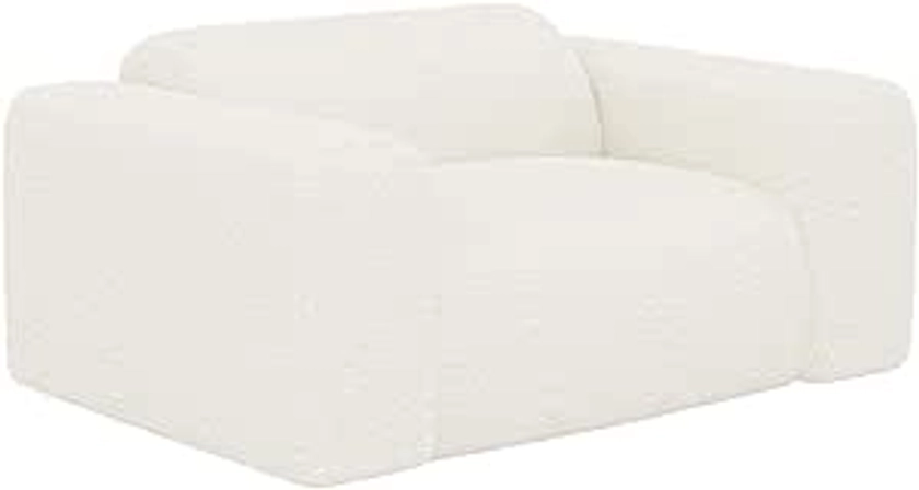 Vente-unique - Fauteuil en Tissu Bouclette Blanc POGNI de Maison Céphy : Amazon.fr: Cuisine et Maison