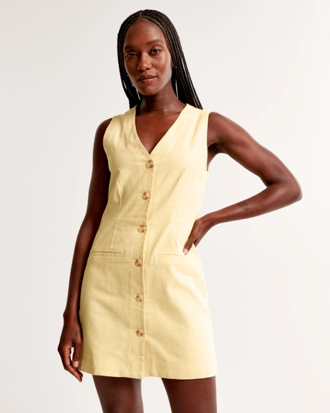 Women's The A&F Mara Linen-Blend Vest Mini Dress | Women's Dresses & Jumpsuits | Abercrombie.com