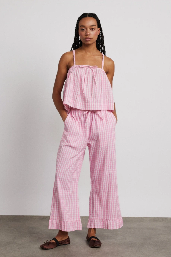 paddy trousers nightwear set- pink gingham