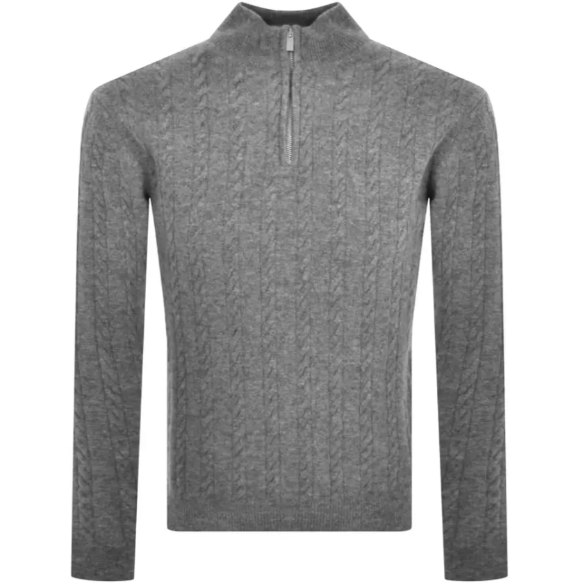 Oliver Sweeney Glanlough Half Zip Knit Jumper Grey | Mainline Menswear 