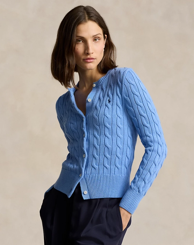 Cable-Knit Cotton Crewneck Cardigan | Ralph Lauren