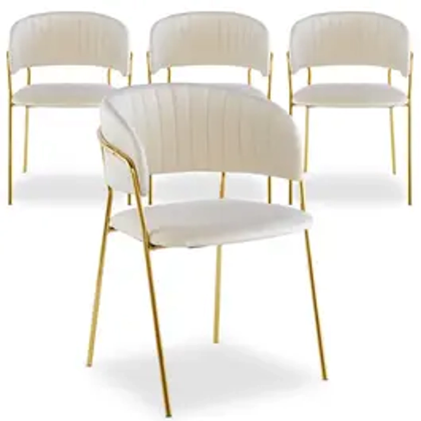 Lot de 4 chaises Tabata Velours Beige