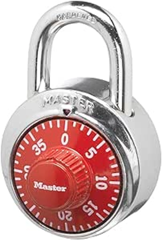 Master Lock Padlock, Standard Dial Combination Lock, 1-7/8 in. Wide, Red, 1504D