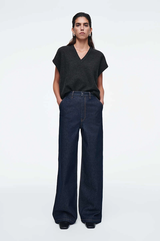 PANTALON EN DENIM BRUT - INDIGO - Trousers - COS