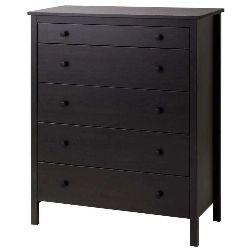 KOPPANG Chest of 5 drawers - black-brown 90x114 cm