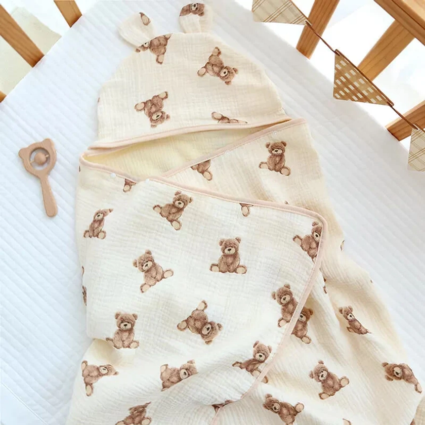 Baby Bear Hooded Bath Towel Receiving Blanket