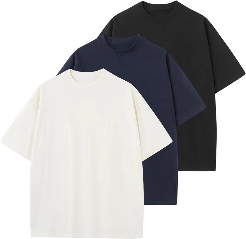 Men's Cotton T-Shirts Oversized Unisex Short Sleeve Crew Neck Loose Basic Tops Solid Athletic Tee