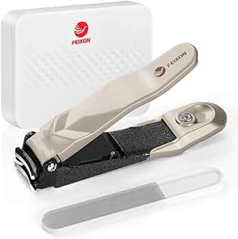 Nail Clippers for Men Women with Catcher,Heavy Duty No Splash Ultra Sharp Fingernail Clipper & Toenail Clippers,Nail Cutter with Nano Nail File for Adult,Seniors,Home,Travel,Gifts