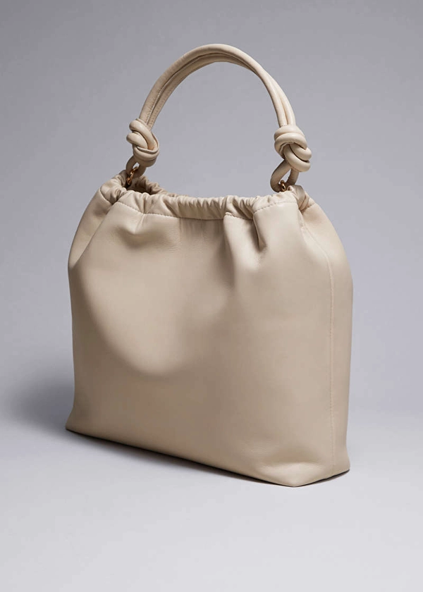 Knotted Leather Tote Bag - Beige - & Other Stories GB