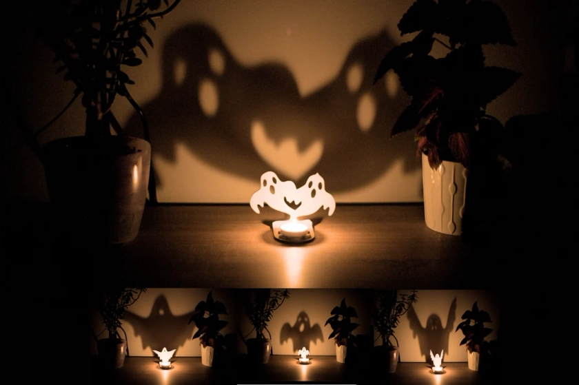 Spooky ghost halloween party lantern tealight Halloween Decor candle shadow spooky season decor light creepy ghost shadow Trick or treat