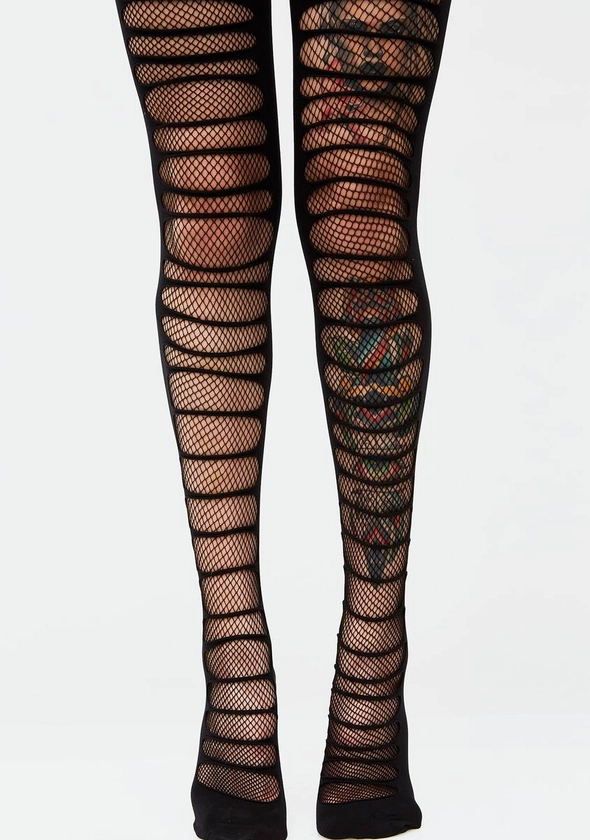 Fishnet Layered Black Tights