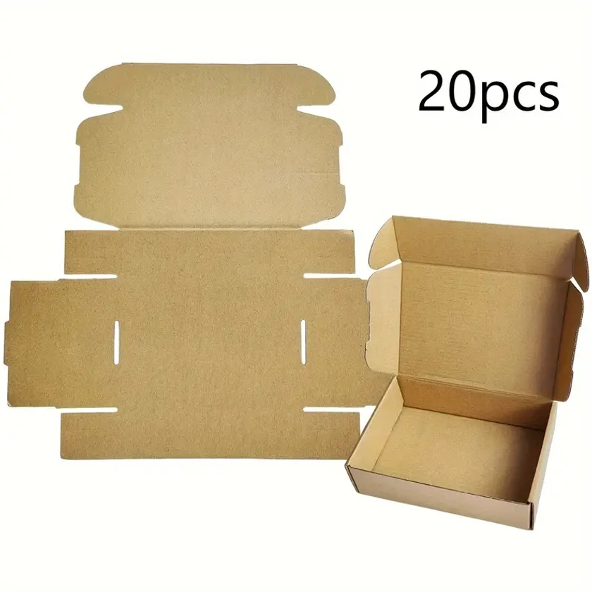 10/20pcs 15.24x10.16x3.81 Cm Small Mailer Shipping Boxes Packing Box, Corrugated Cardboard Box, For Small Business Packaging Craft Gift Giving Products (Brown)