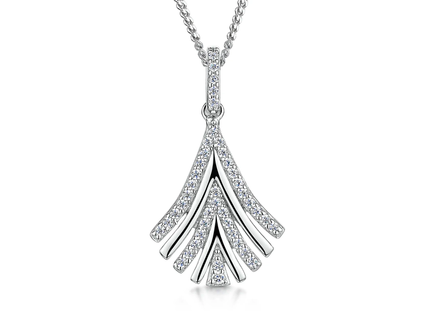 Sterling Silver Art Deco Fan Pendant