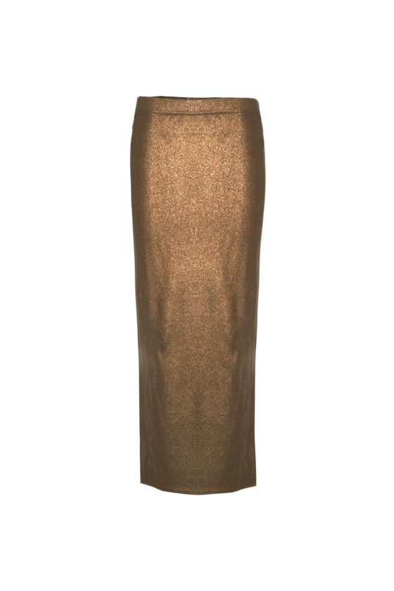 Lulu Brown Metallic Midi Skirt by AMY LYNN