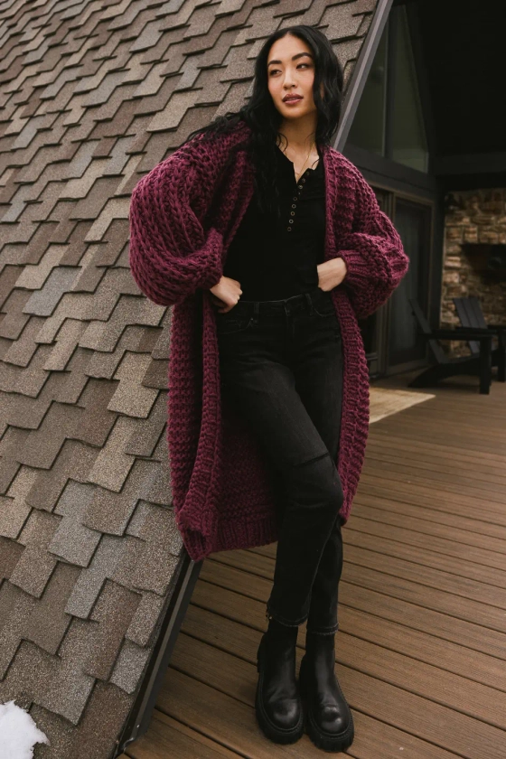 Marlee Long Cardigan in Purple