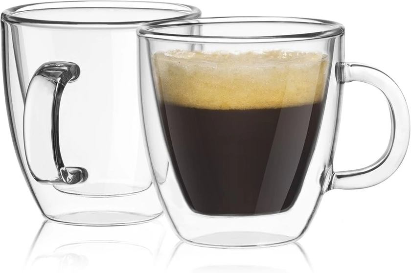 Amazon.com: JoyJolt Canecas de café expresso Savor com isolamento de parede dupla (conjunto de 2) - 153 g : Casa