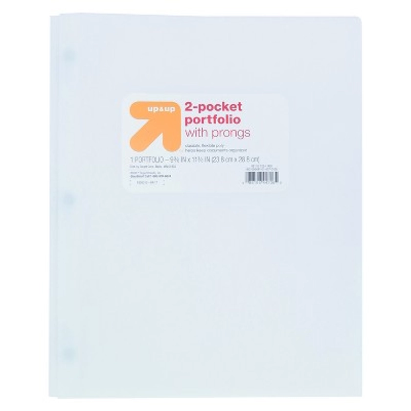 2 Pocket Plastic Folder with Prongs White - up&up™
