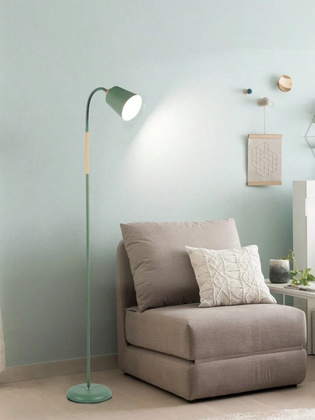 Lampadaire LED, lampe de lecture, lampe de canapé, abat-jour trapézoïdal vert avec support E27, lampadaire tournant classique et moderne, 159 cm de haut, adapté au salon, à la chambre à coucher, au bureau et à la salle d'étude (ampoule non incluse).