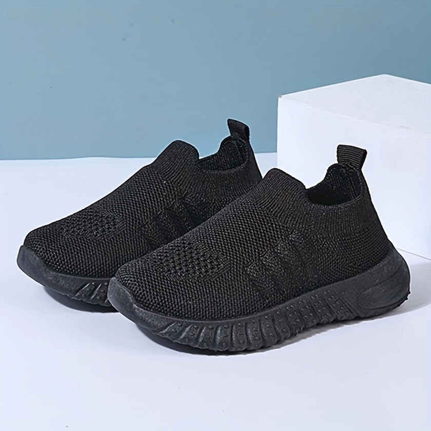 Casual Solid Color Breathable Woven Shoes For Baby Boys, Comfortable Lightweight Non Slip Low Top Slip On Running Shoes For Indoor Outdoor, All Season