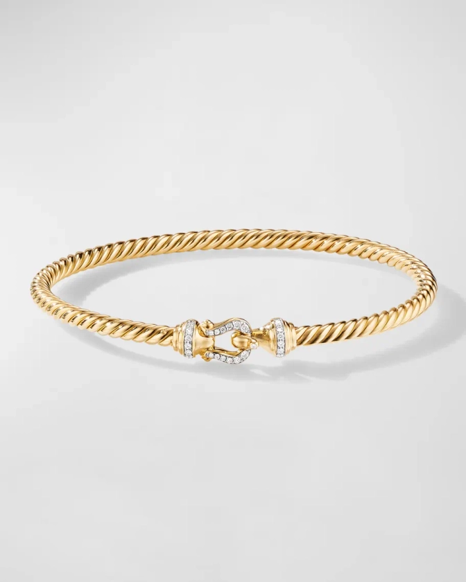 David Yurman Buckle Bracelet with Diamonds in 18K Gold, 3.5mm