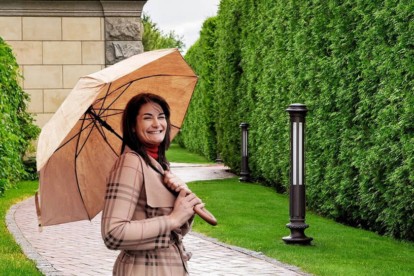 Cork made umbrella, original cork and a wooden handle, mother's day umbrella gift, rainy days gift