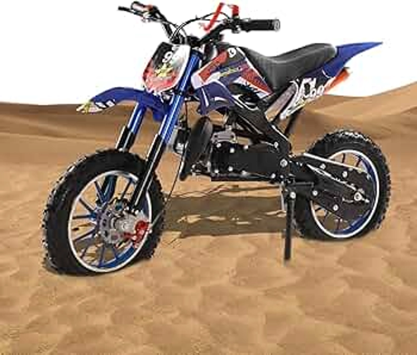 2-Stroke Gas Power Kids Dirt Bike, 49cc Kids Mini Motocross - The Ultimate Off-Road Thrill with High Speed, Maximum Control and Endless Adventure, Racing Max Speed 40km/H (Blue)