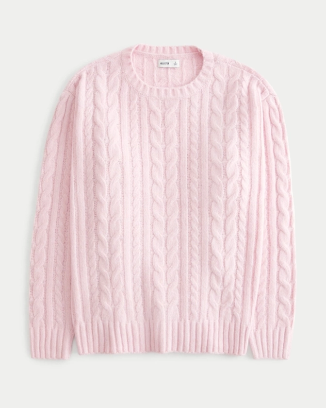 Women's Oversized Cozy Cable-Knit Crew Sweater | Women's Clearance | HollisterCo.com