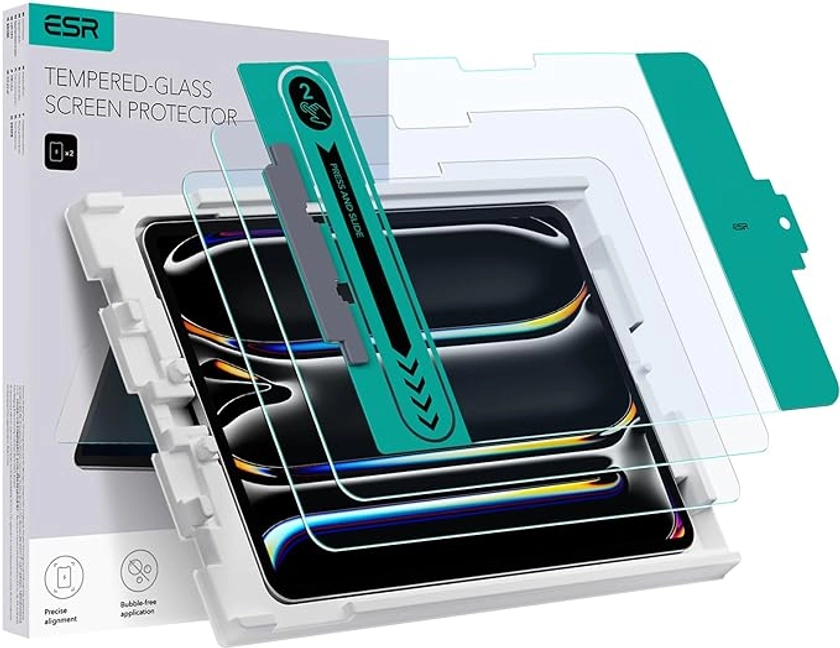 ESR Lot de 2 films de protection d'écran pour iPad Pro 11" M4 (2024), film en verre trempé avec plateau d'application facile, résistant aux rayures, clarté HD : Amazon.ca: Électronique