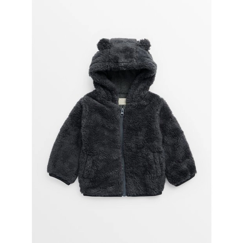 Buy Charcoal Fluffy Bear Ear Hooded Jacket 9-12 months | Tops | Tu
