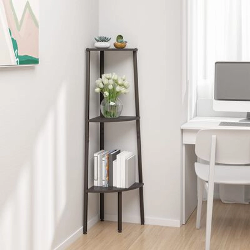 vidaXL 3-Tier Corner Shelf Black 45.5x31.5x120 cm | vidaxl-uk