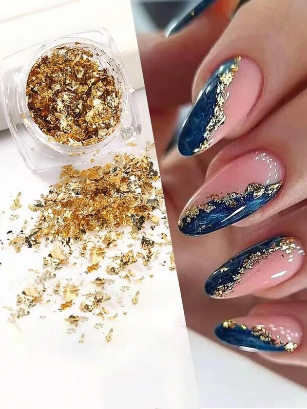 Black Friday 1box Gold Foil Nail Art Decoration DIY Nail Charms Nail Gems Nail Supplies