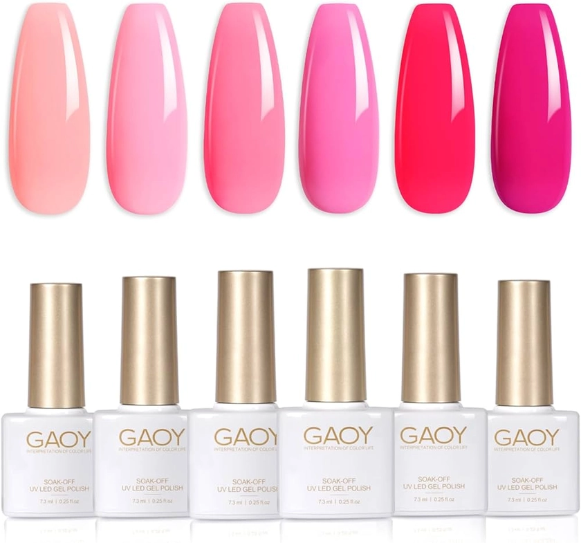 Amazon.com : GAOY Hot Pink Gel Nail Polish Set, 6 Colors Neon Light Bright Baby Pink Soak Off Gel Polish Kit for Salon and Nail Art DIY at Home : Beauty & Personal Care