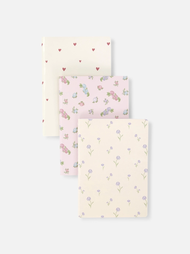 Lot de 3 carnets A5 à motif floral