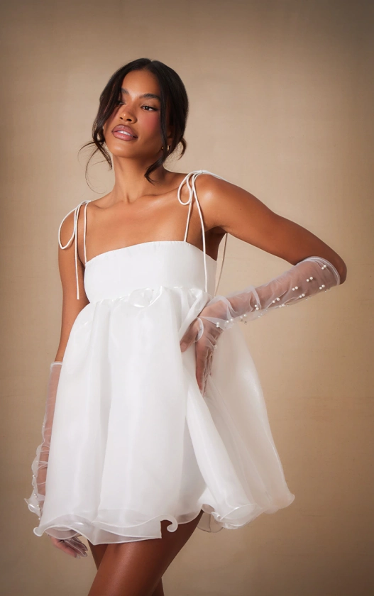 Premium White Chiffon Strappy Mini Dress