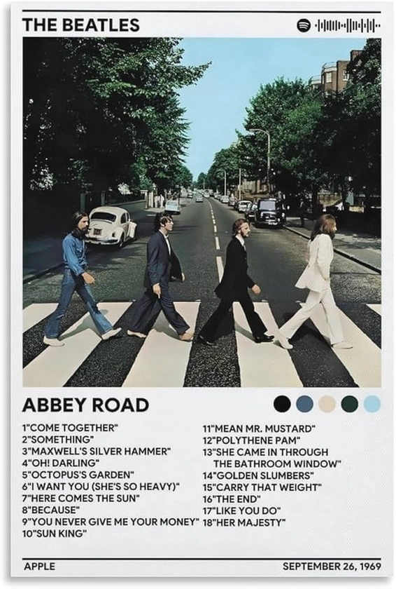 The Beatles Poster Abbey Road Album Cover Poster Music Tracklist Poster Poster Decorative Painting Canvas Wall Posters And Art Picture Print Modern Family Bedroom Decor Posters 12x18inch(30x45cm) : Amazon.co.uk: Home & Kitchen