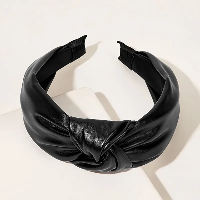 Pu Leather Cross Knotted Headbands Pu Headband - Temu