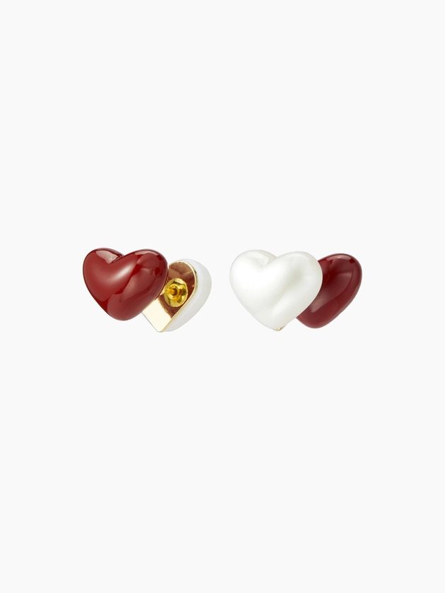 Zinc Alloy DOUBLE HEART STUD EARRINGS For Coffee Shop Date Party/Clubbing