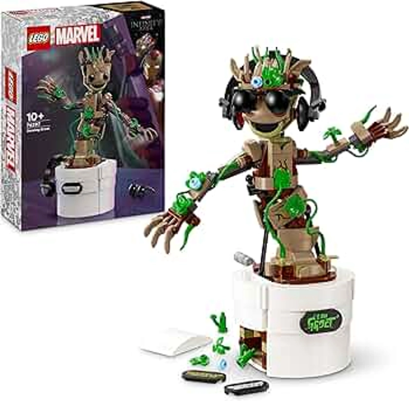 LEGO Marvel La Danse de Bébé Groot, Figurine Animée à Construire pour Enfants, Personnage des Gardiens de la Galaxie, Set de Jeu Interactif Manuel, Cadeau de Super-héros pour Garçons et Filles 76297