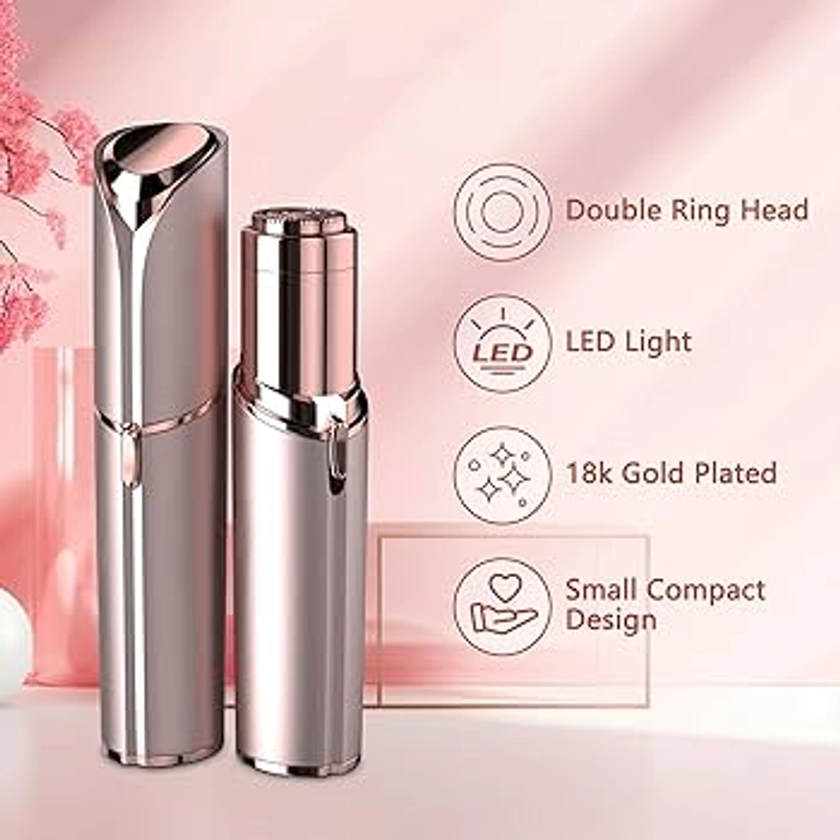 Facial Hair Remover for Women - as Seen on TV Painless Face Shaver - Electric Hair Removal Device for Face Lips Peach Fuzz with Light (White)