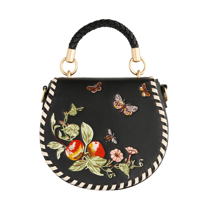 Fable England Cameo Apple Leather Saddle Bag - Black by Fable England