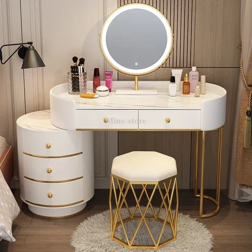 Vanity Dressing Table for Bedroom, Armários de Luxo, Mesa, Gavetas, Espelhos, Mesa, Cadeira Tocador, Schmink, Tschmink, Móveis